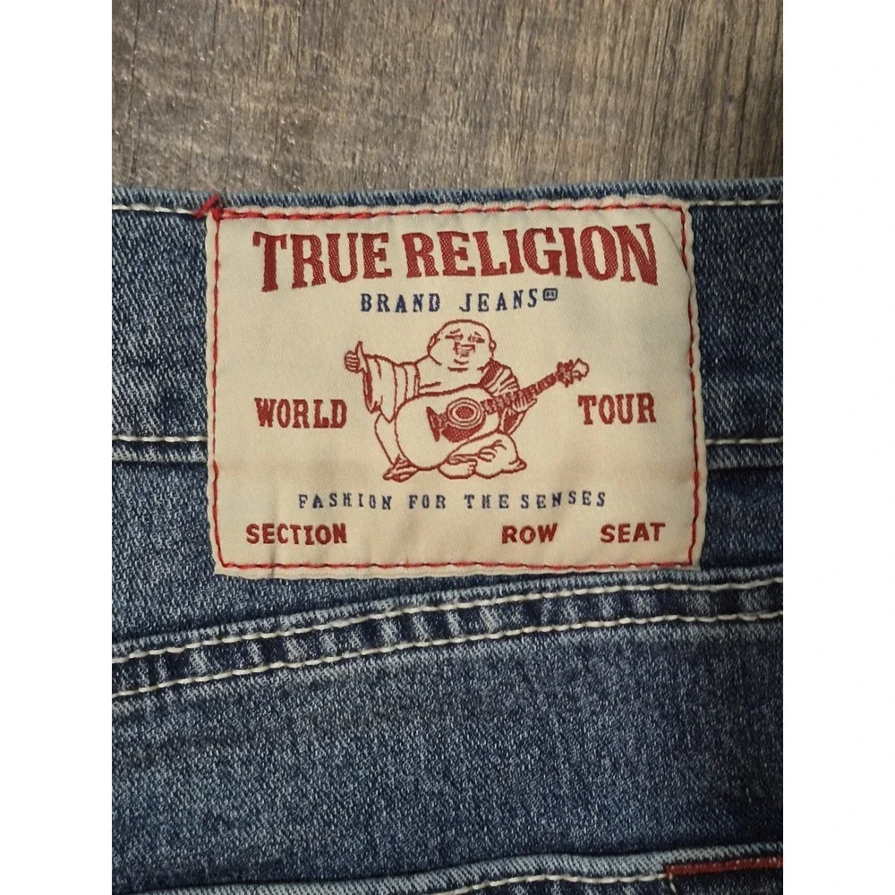 True Religion Ricky Relaxed Straight Jeans Medium Wash Men's 34x32 Blue Denim